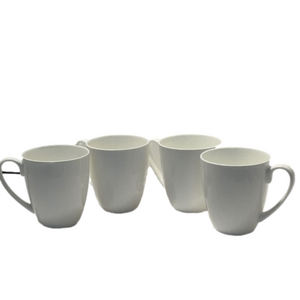 Cindy Crawford Style All White Bone China Mugs Set of 4
